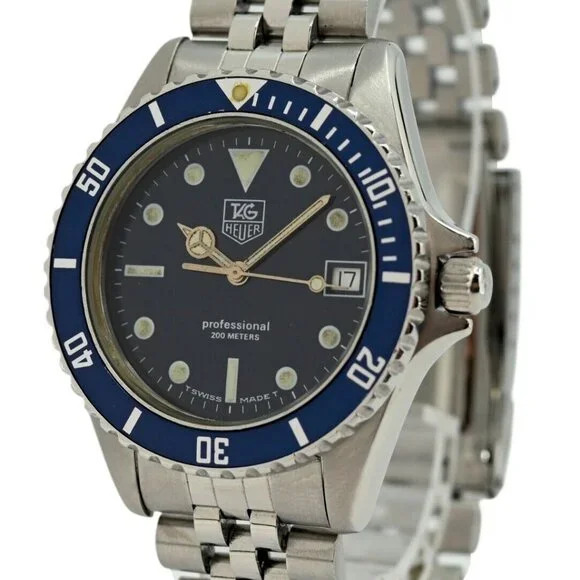 Tag Heuer 37mm Men's Blue Dial 1000 Series Dive Watch Jubilee Band! 980.613 B!